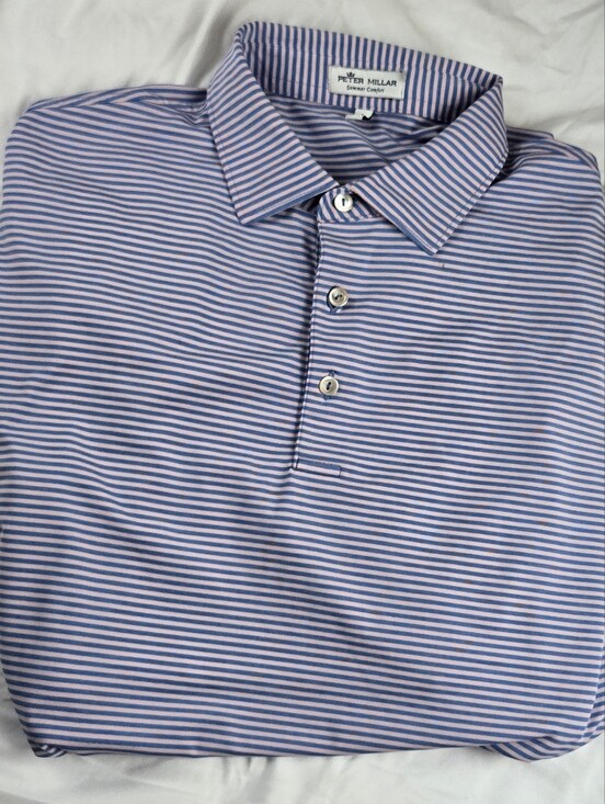 Peter Millar Other - Peter Millar Summer Comfort Polo Shirt Mens Large Pink Blue Striped Golf Polo